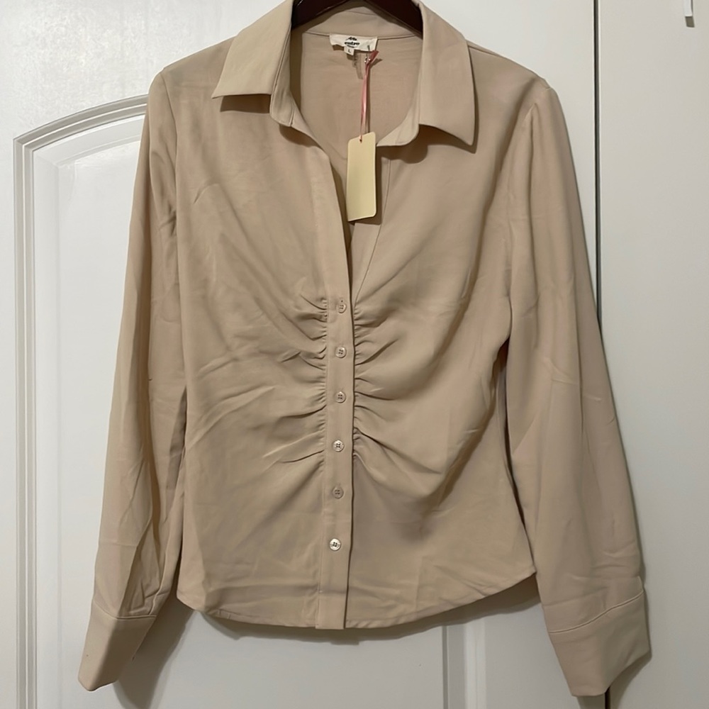 Beige Western-styled Button Down